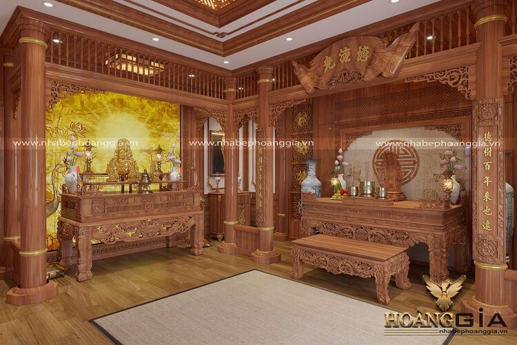 Mẫu thiết kế bàn thờ Phật và bàn thờ gia tiên trang nghiêm